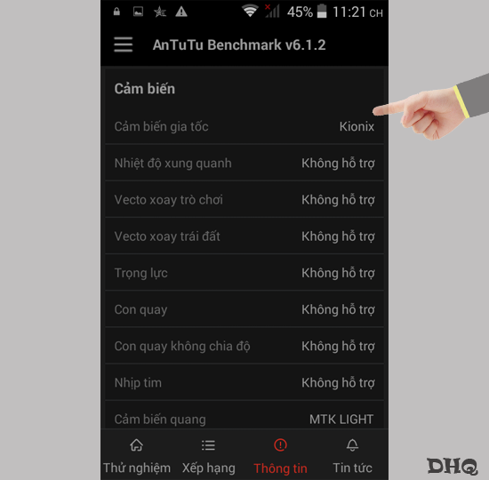 Thông tin các cảm biến